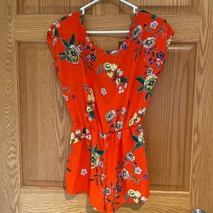 Bluebell summer romper shorts orange floral EUC Small